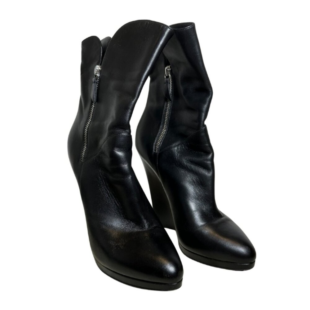Casadei Italian Leather Wedge Boots – Size 40 / US 8
